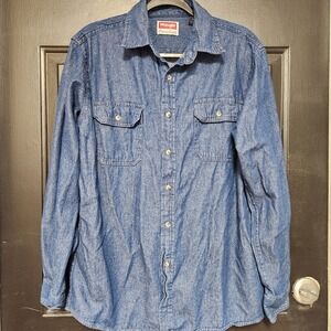 Wrangler Denim Shirt Medium Premium Quality Long Sleeve Button Up Western Style